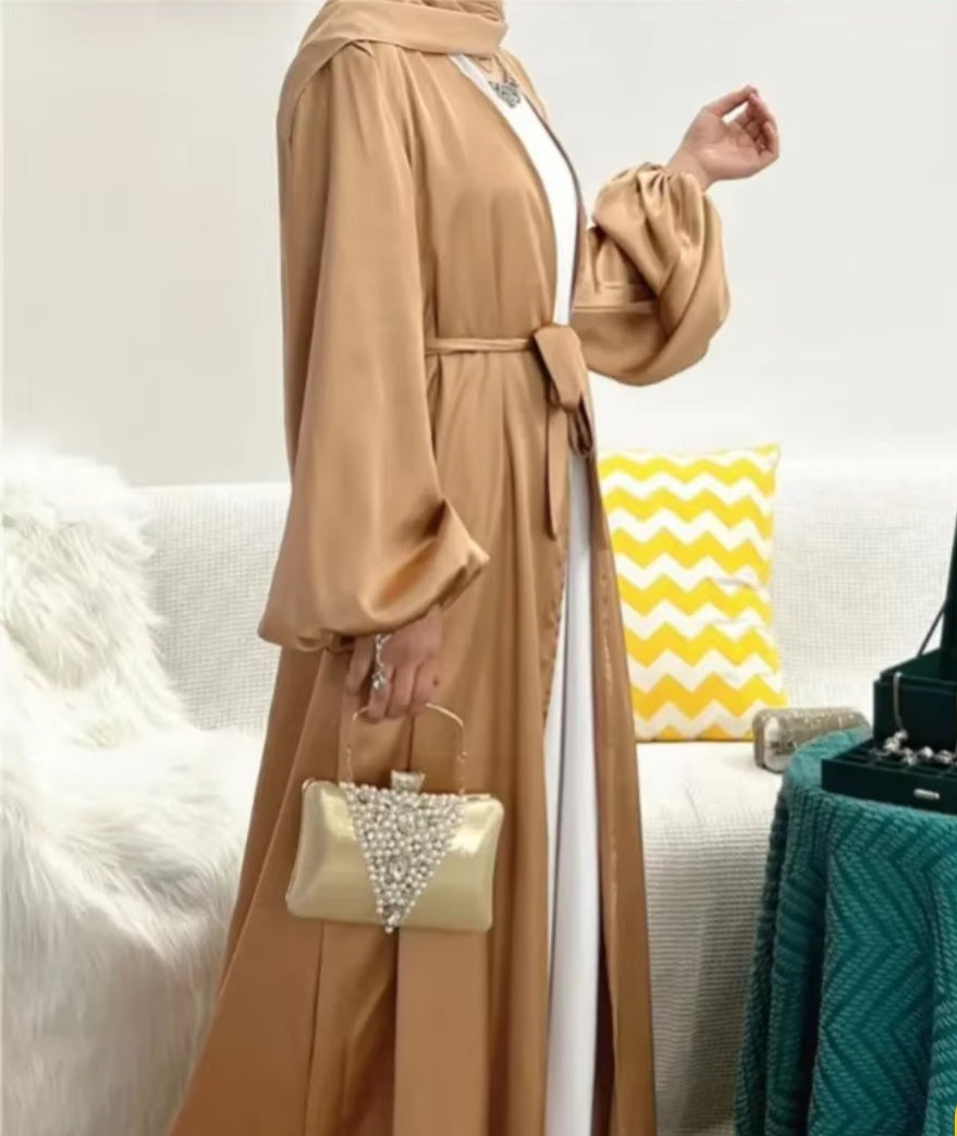 Abaya, Mantel elegant offen Türkis muslimische Frauen islamische Kleidung