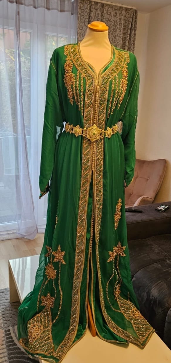 Kaftan grün muslimischer Kleidung Ramadan Hochzeit Verlobung besondere Anlässe