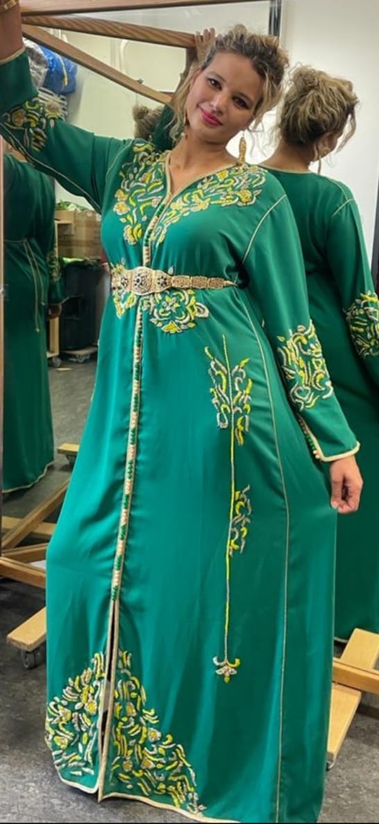 Kaftan grün muslimischer Kleidung Ramadan Hochzeit Verlobung besondere Anlässe