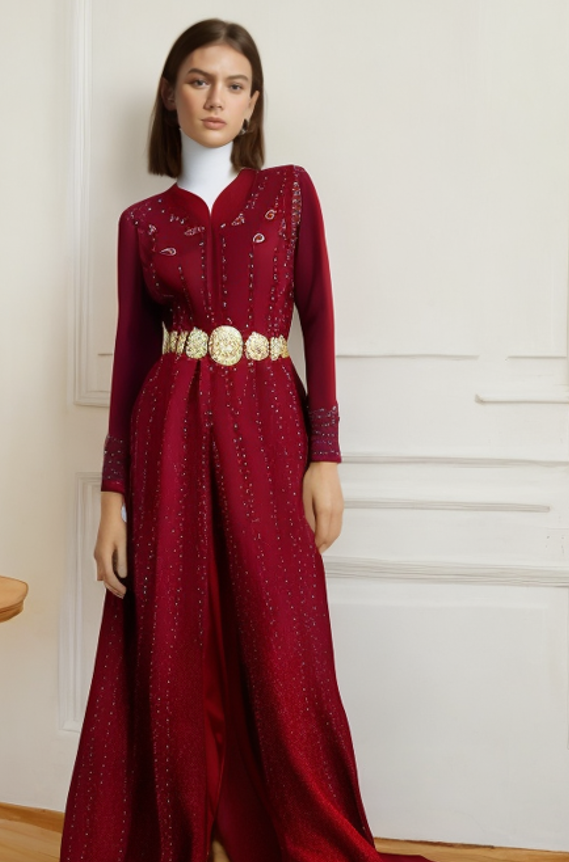 Kaftan in Rot Muslimische Kleidung Ramadan Hochzeit Verlobung besondere Anlässe