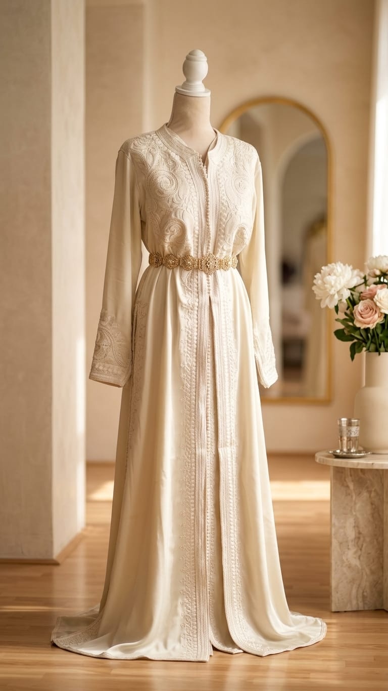 Kaftan weiß muslimische Kleidung Ramadan Hochzeit Verlobung besondere Anlässe