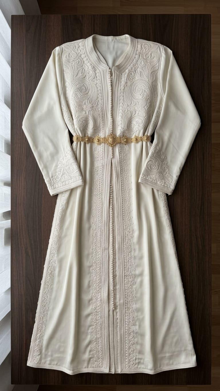 Kaftan weiß muslimische Kleidung Ramadan Hochzeit Verlobung besondere Anlässe